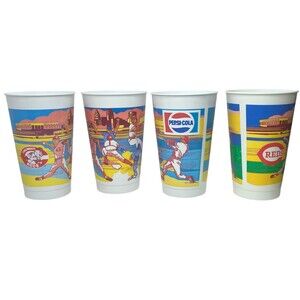Vtg Cincinnati Reds Pepsi Stadium Cup Lot Of 4 20 oz Plastic Baseball MLB Ohio